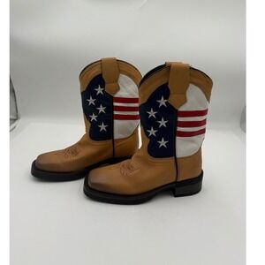NWT J.B. DILLON KIDS USA FLAG LEATHER BOOTS YOUTH Size 3 MADE IN MEXICO